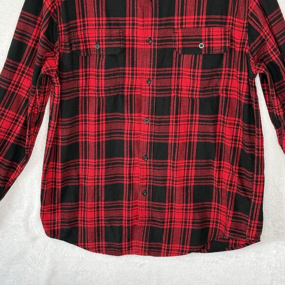 Faded Glory Shirt Men's M Red and Black Plaid Button Up Long Sleeve Flannel - Picture 5 of 15